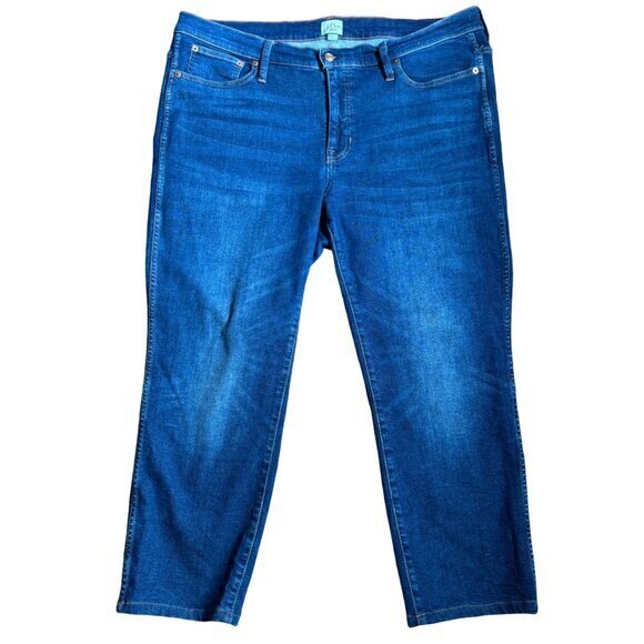 J Crew Jeans Size 34 Vintage‎ Denim 9" Stretch Dark Blue Wash Straight Leg - Picture 1 of 8